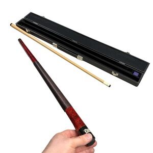 Pool Cue Stick 2 Piece Wood Grain MINNESOTA FATS 19oz + Black Case 58" Long